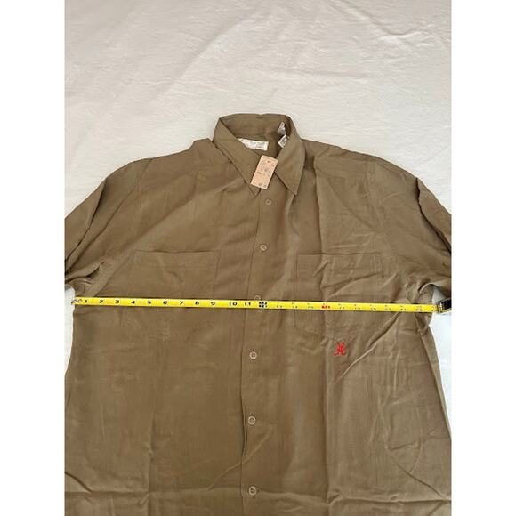 VTG NWT 80s Zylos Silks by George Machado Shirt Khaki Brown Long Sleeve Sz M - Picture 5 of 6